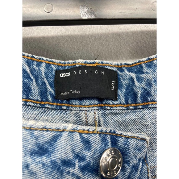 ASOS Design Jeans Womens Size 32x32 Straight Leg Blue Mid Rise Relaxed Fit - Picture 9 of 11